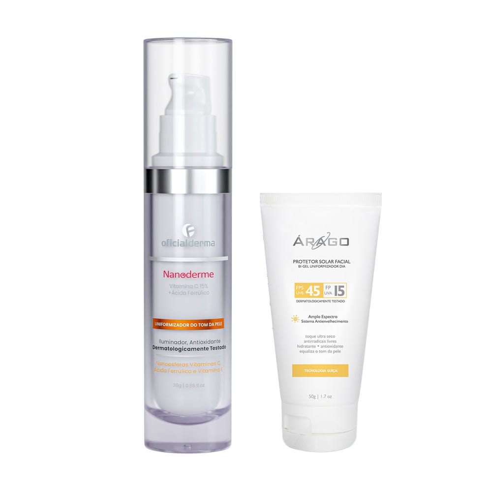 Nanoderme Vitamina C + Ferúlico + Protetor Solar Clareador Facial FPS 45 50g