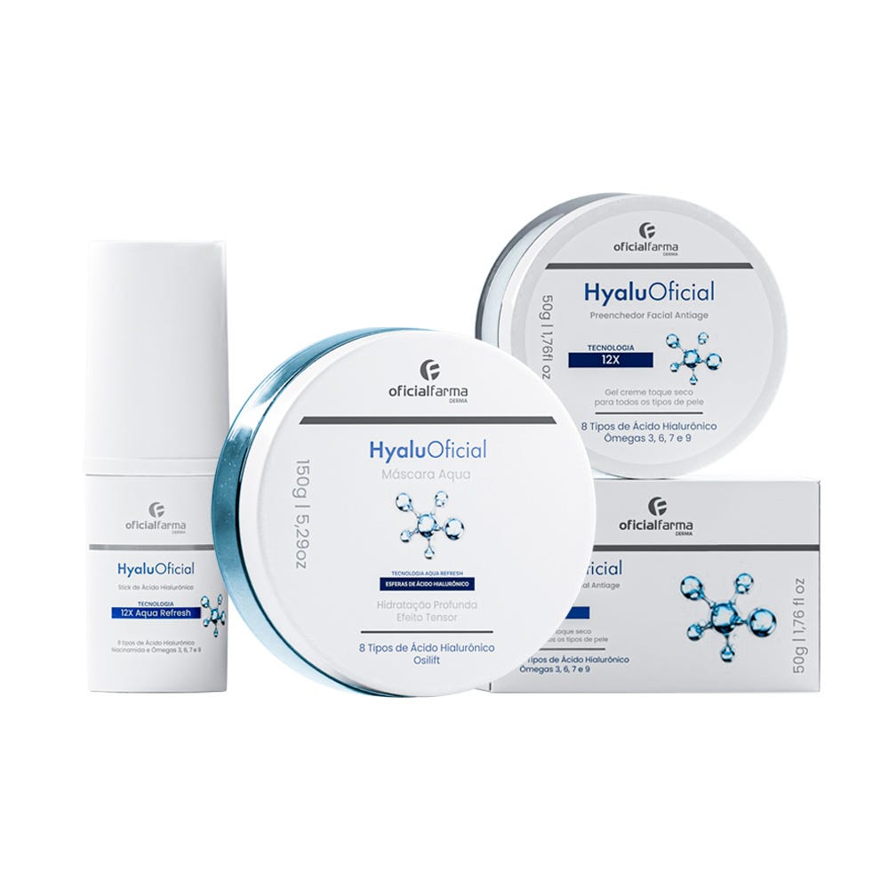 Stick de Ácido Hialurônico + Preenchedor Anti-idade + Máscara Aqua | HyaluOficial