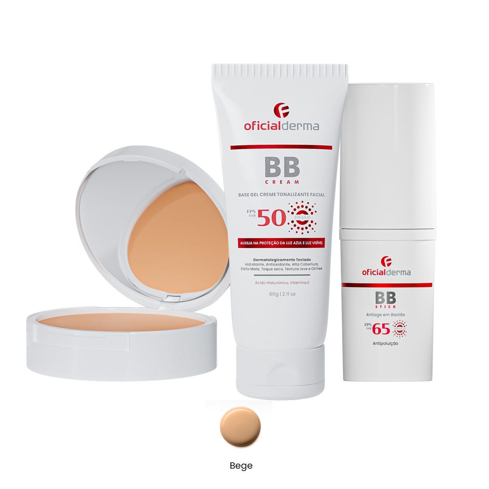 Base Tonalizante com Proteção Solar | BB Cream + BB Powder + BB Stick - Bege