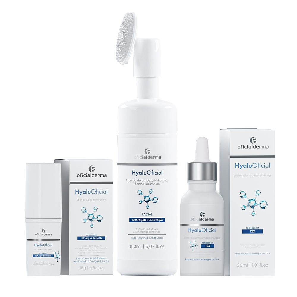 HyaluOficial Anti-idade Espuma + Sérum Volumizador + Stick