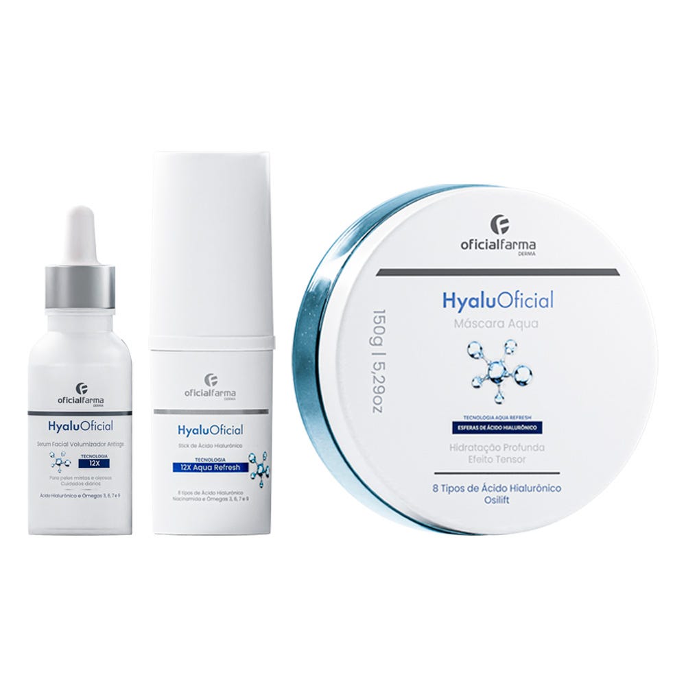 Stick de &Aacute;cido Hialur&ocirc;nico + Volumizador Anti-idade + M&aacute;scara | HyaluOficial