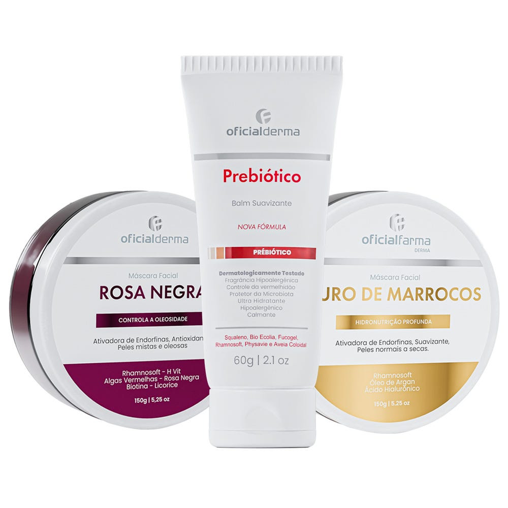 Máscara de Rosa Negra + Ouro de Marrocos + Hidratante Prebiótico Balm