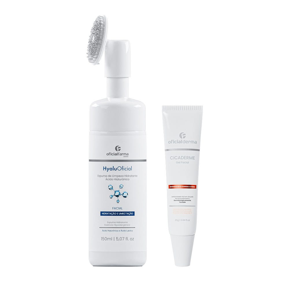 Espuma Limpeza Hidratante HyaluOficial + Gel Pós Peeling Cicaderme