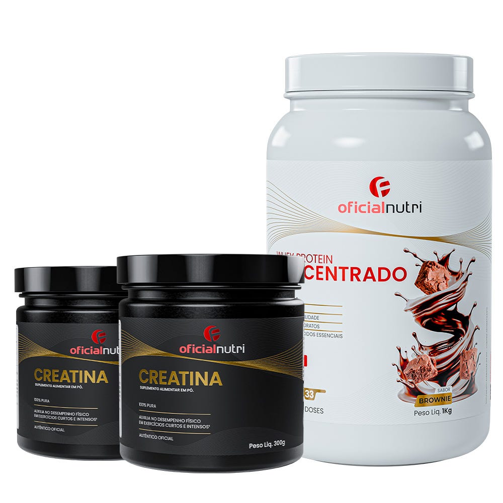 COMBO 10 - 2 Creatina 300g + 1 Whey Protein Concentrado Brownie