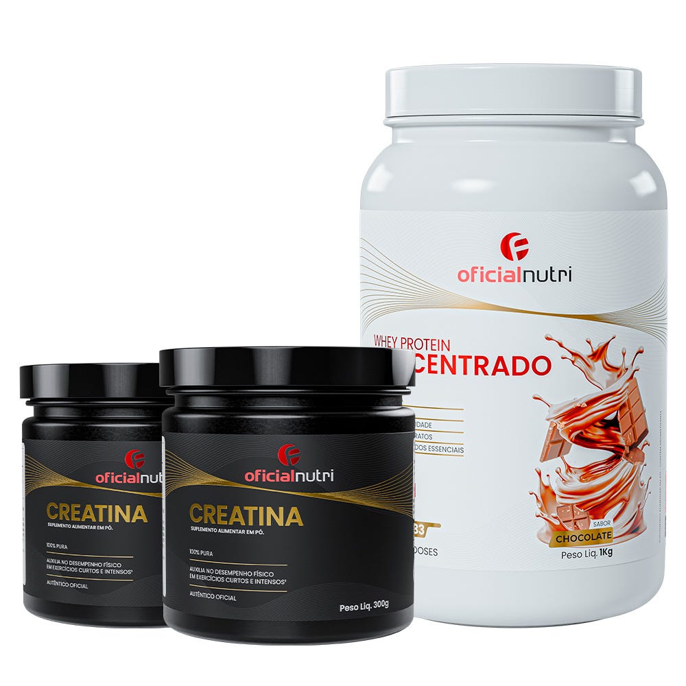 COMBO 10 - 2 Creatina 300g + 1 Whey Protein Concentrado Chocolate
