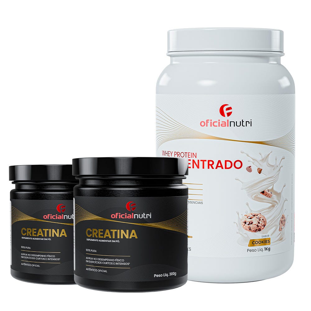 COMBO 10 - 2 Creatina 300g + 1 Whey Protein Concentrado Cookies