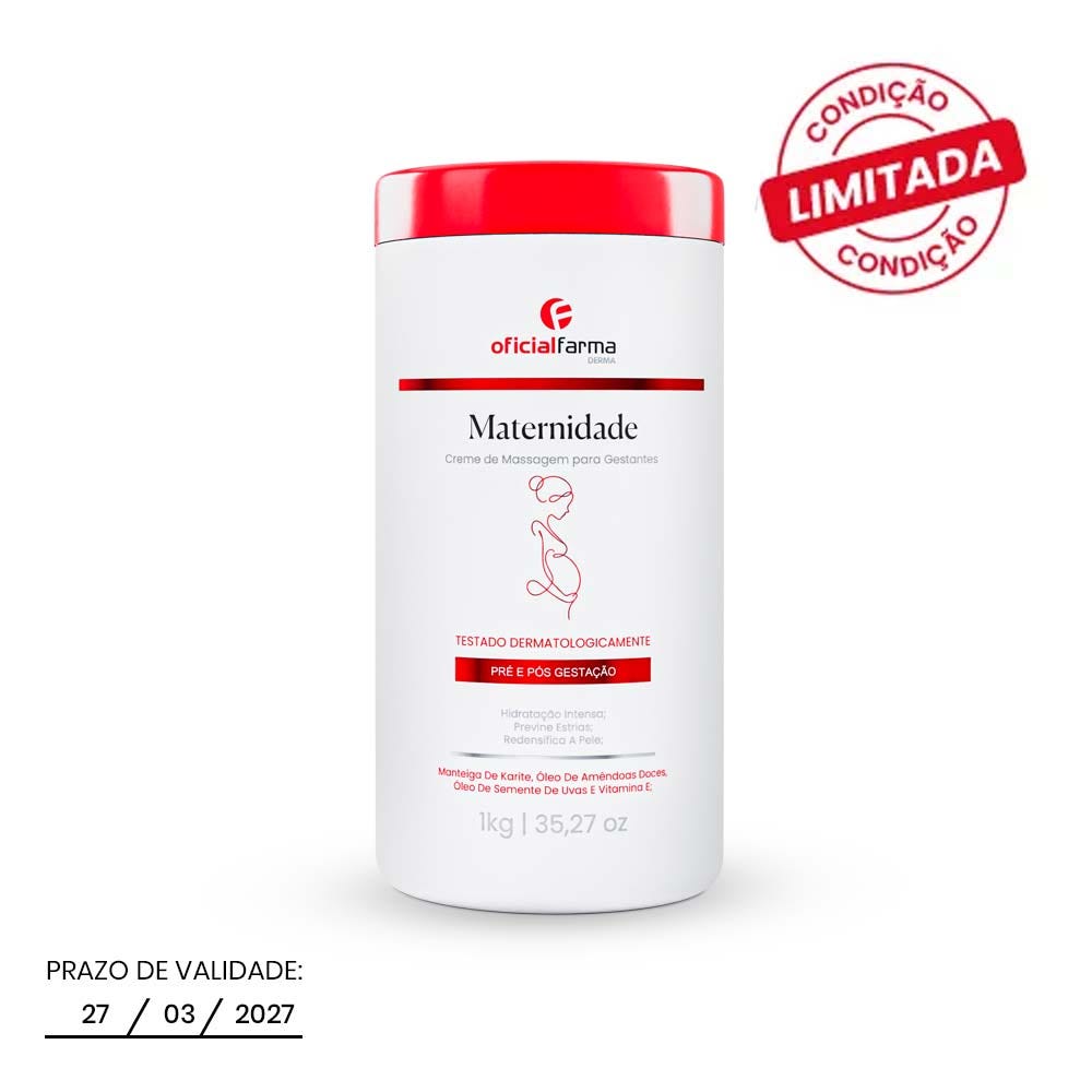 Creme Antiestrias Massagem Maternidade Pr&eacute; P&oacute;s Gesta&ccedil;&atilde;o 1kg