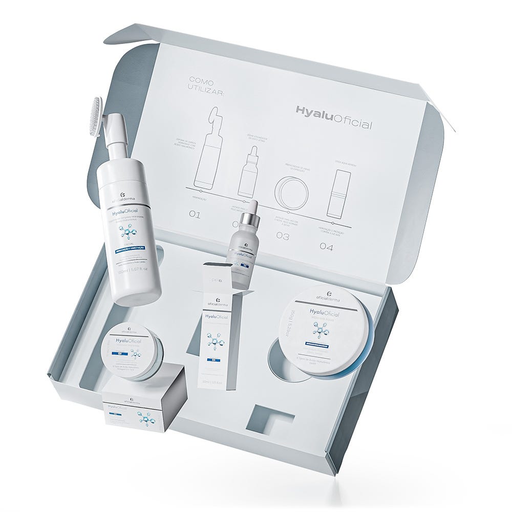 Kit Dermabox | HyaluOficial Espuma, Volumizador, Preenchedor e Máscara Aqua