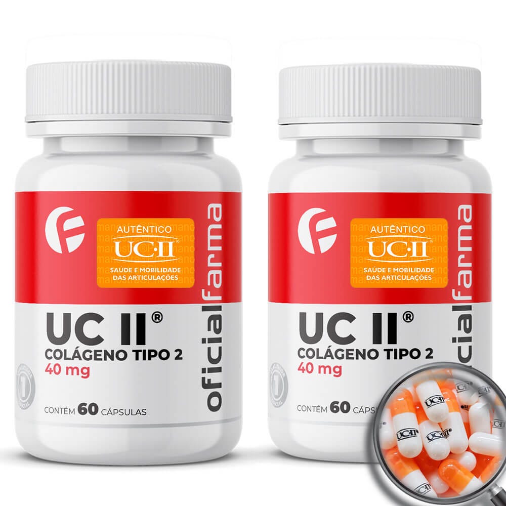 2 Uc II&reg; 40Mg 60 C&aacute;psulas (Col&aacute;geno Tipo 2) Com Selo de Autenticidade