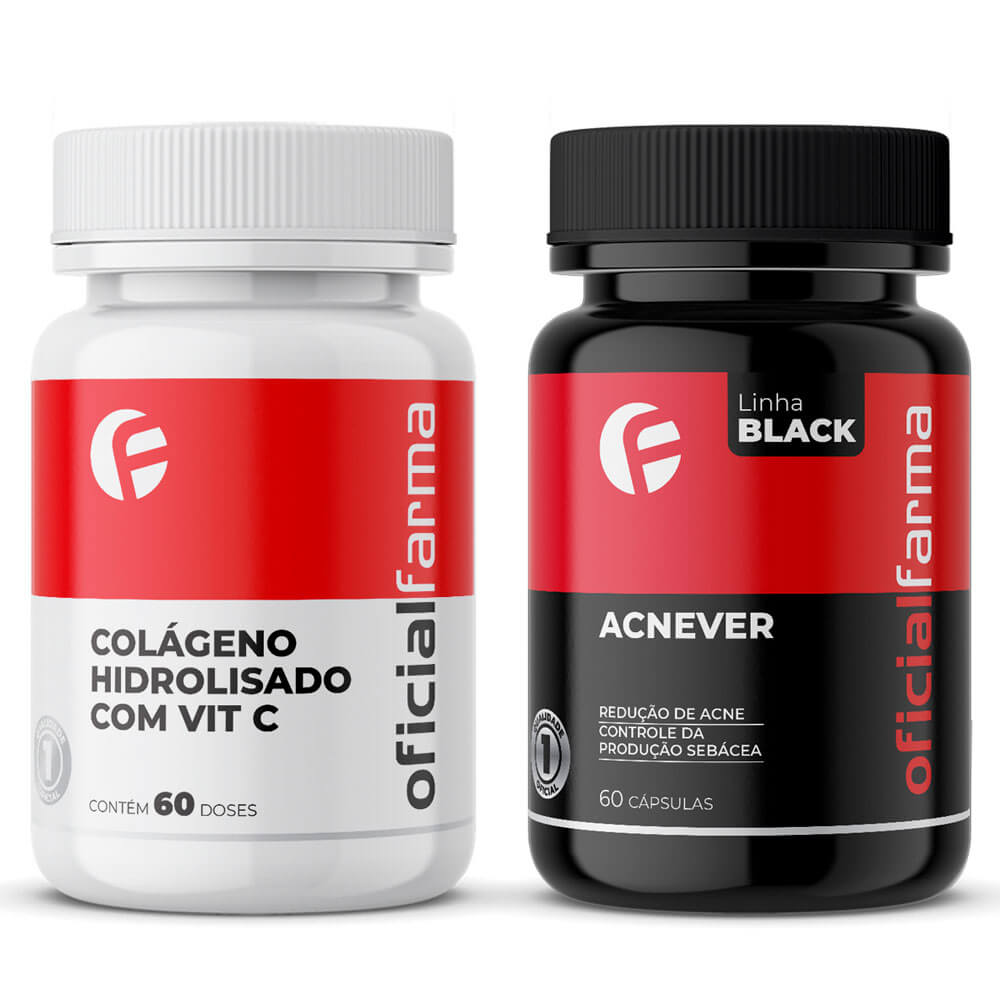 Controle da Acne - Col&aacute;geno Hidrolisado com Vit C + Acnever Black