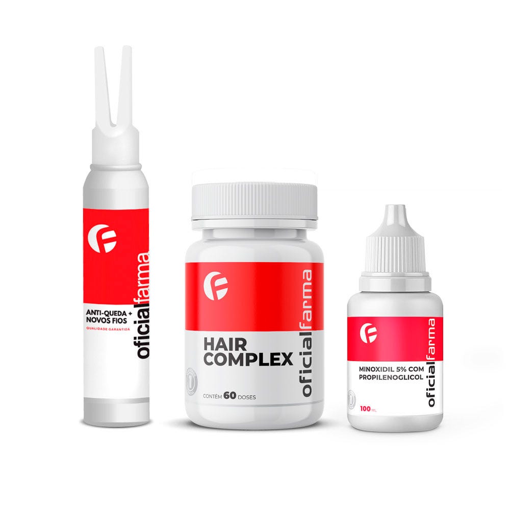 Hair Plus - Anti-Queda Capilar + Novos Fios + Hair Complex + Minoxidil 5% Com Propilenoglicol