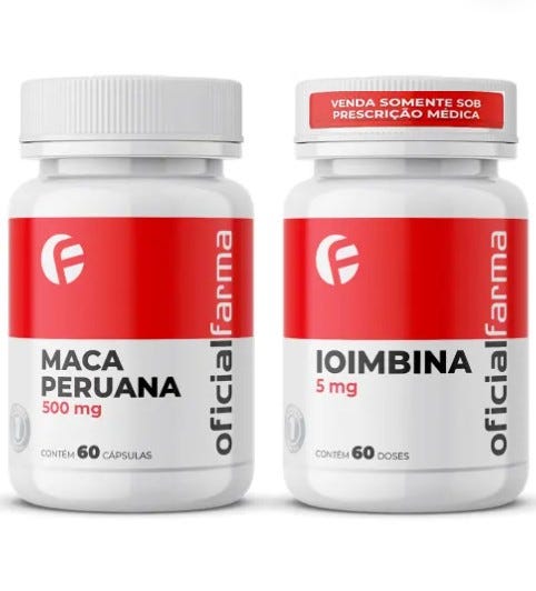 Maca Peruana 500mg 60 C&aacute;psulas + Ioimbina (yohimbine) 5mg 60 doses