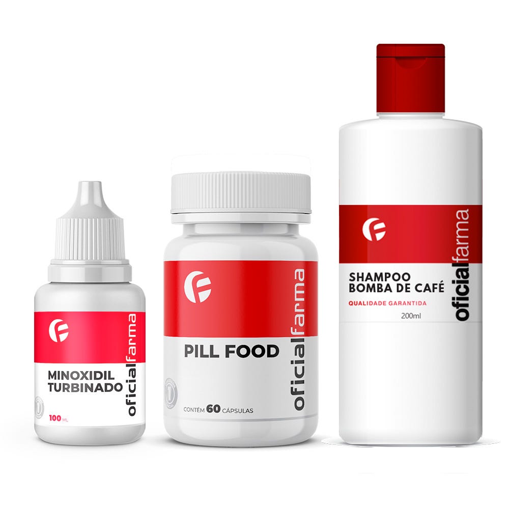 Minoxidil Turbinado + Pill Food + Shampoo Bomba De Caf&eacute;